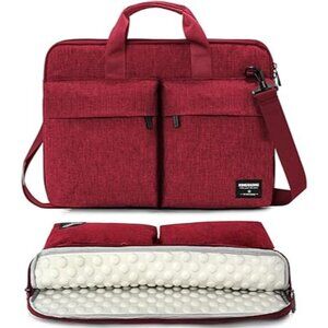 KINGSLONG 15.6" Laptop Shoulder Bag Sleeve, Slim Shockproof Computer Case RED